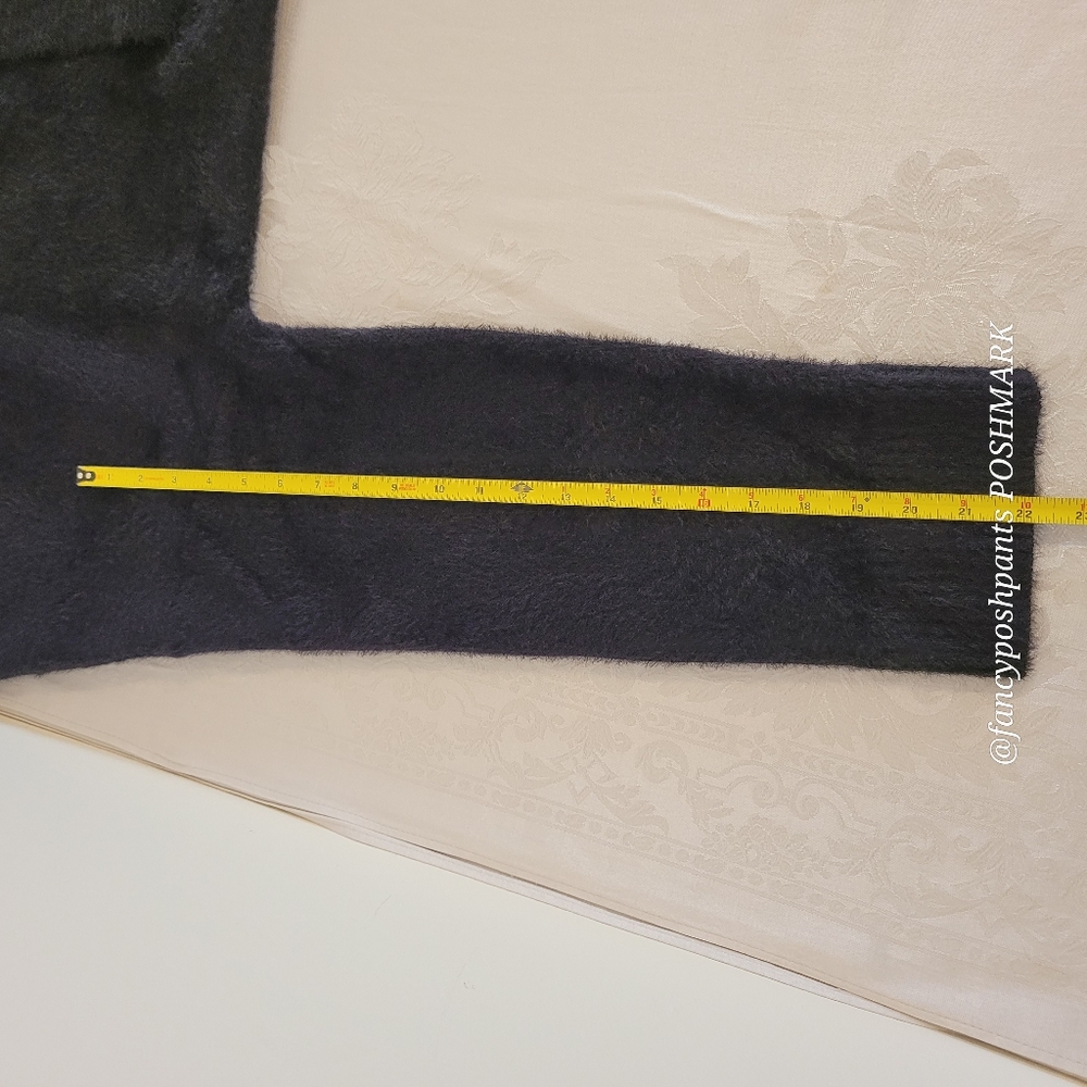 new! Black lux faux mohair boxy Vneck cardigan Liz Claiborne sweater rhinestone - Picture 13 of 17
